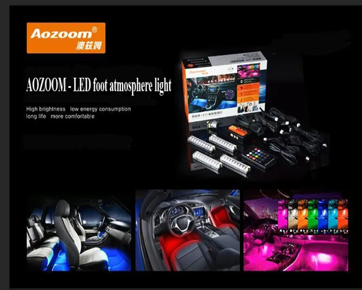 AOZOOM 4 шт. 9led беспроводной автомобильный Стайлинг интерьерный тире пол украшение