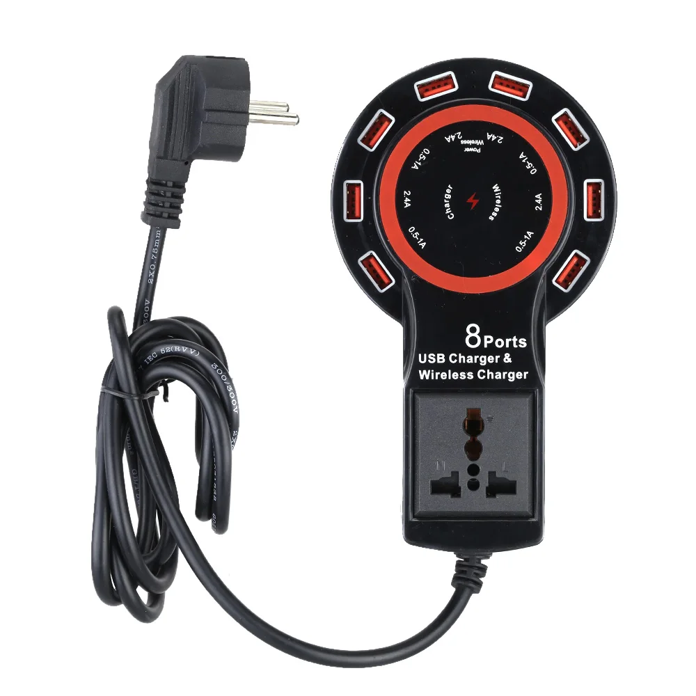 

8 Port High Power USB Charger Wireless Charger For iPhone Samsung Fast Charger Quick-acting Charging Security and Reliable