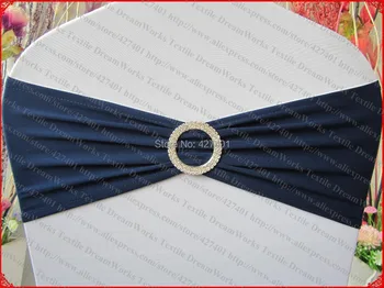 

NO.23 Dark Blue Single Layer Spandex/Lycra/Expand Bands&ow Row Round Diamond Buckle&Pin For Wedding Party Banquet Decorations