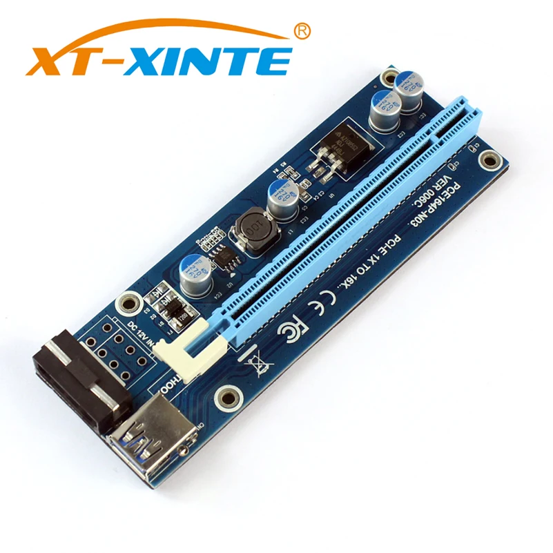 XT-XINTE PCIE 1X to 16X Graphics Extension Cable for MOLEX DC-DC Single Power Supply Adapter Card for ETH Bitcoin Mining Device