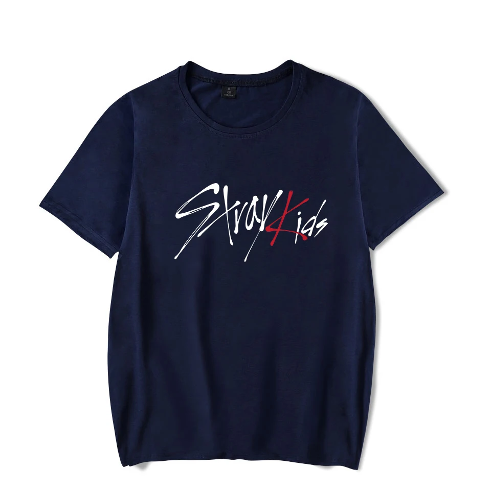 KELUOXIN/Летняя детская футболка в стиле Kpop, футболка с надписью «I am WHO Album Fans support» для женщин и мужчин, топы с короткими рукавами в стиле хип-хоп - Цвет: Navy