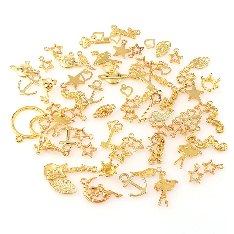 

New Vintage 20pc Mix Shapes Antique Metal Hollow Frame Glue Blank Connector Charms Pendant DIY Jewelry Findings Accessories