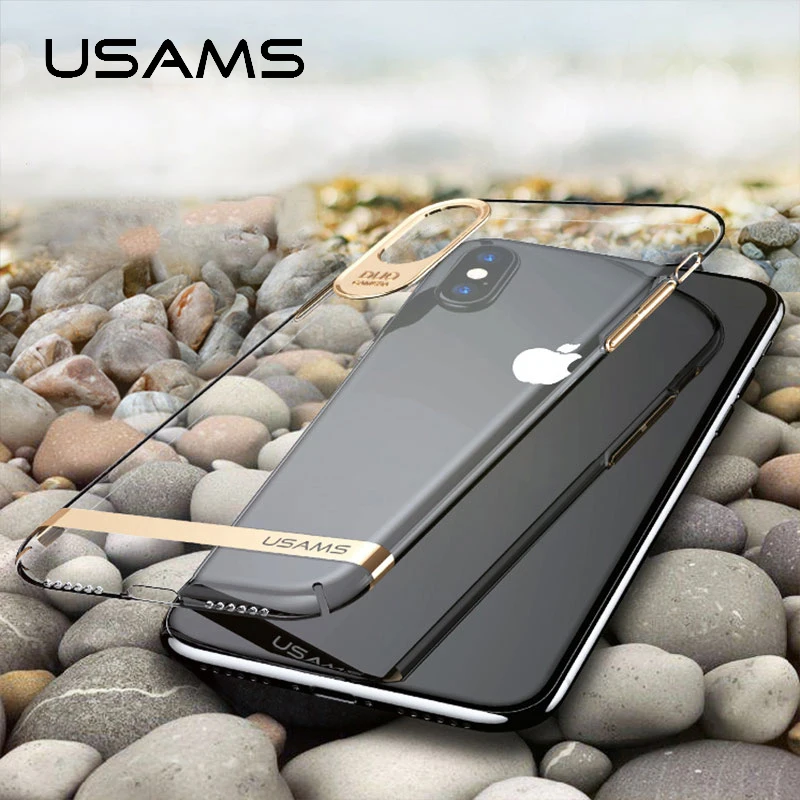 

Case for iPhone X Case PC USAMS Electroplating Back Cover for iphoneX cases Full Protective case shell