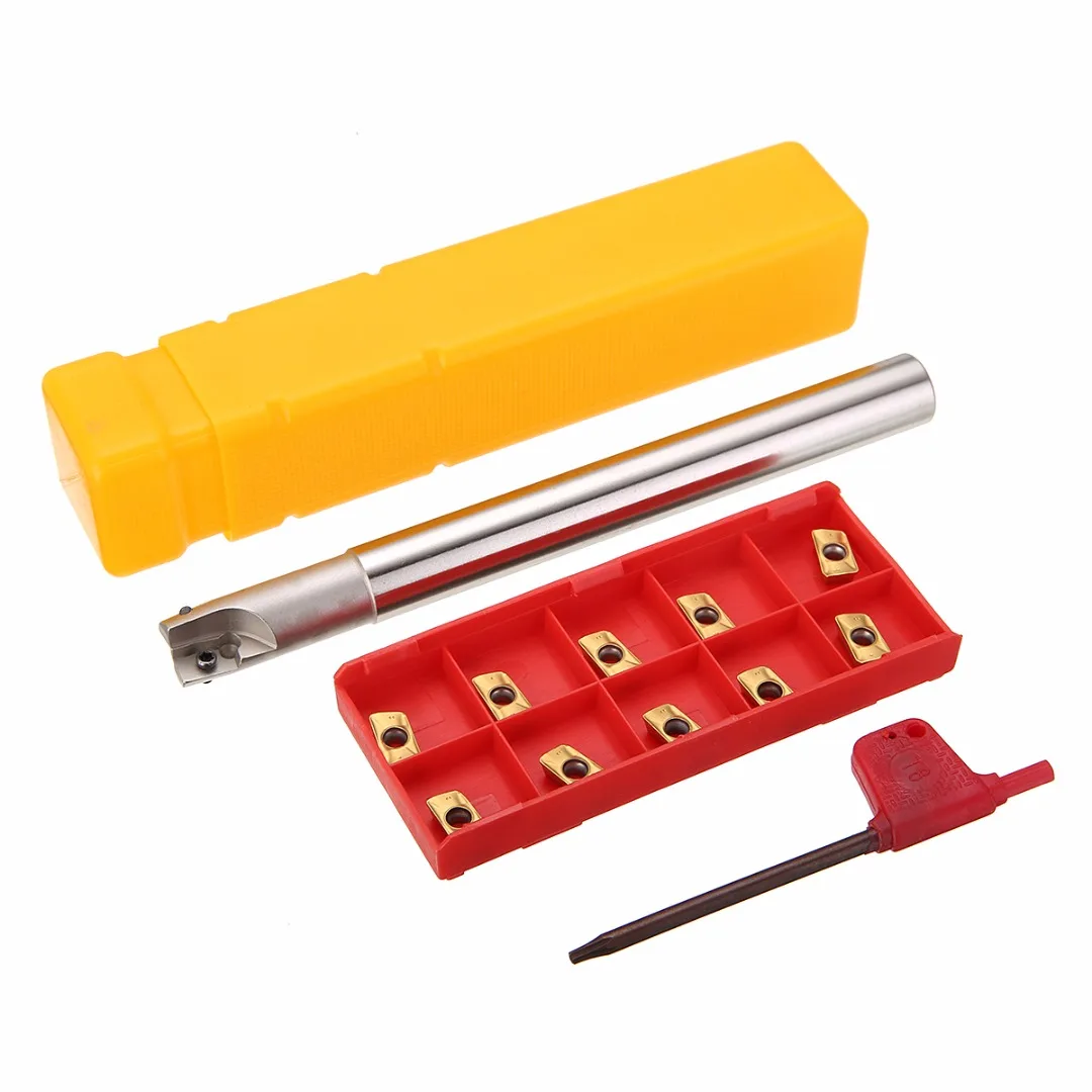 

10pcs Gold APMT1135PDER Inserts + 1pc 300R C14-14-150 Tool Holder Steel Boring Bar + T8 Wrench For Lathe Turning Tools