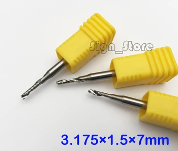 

3pcs 1/8" Single flute Carbide Mill Spiral Wood CNC Router Bits Cutting Machine Tools CNC Machine Engraving 3.175mm x1.5x7mm