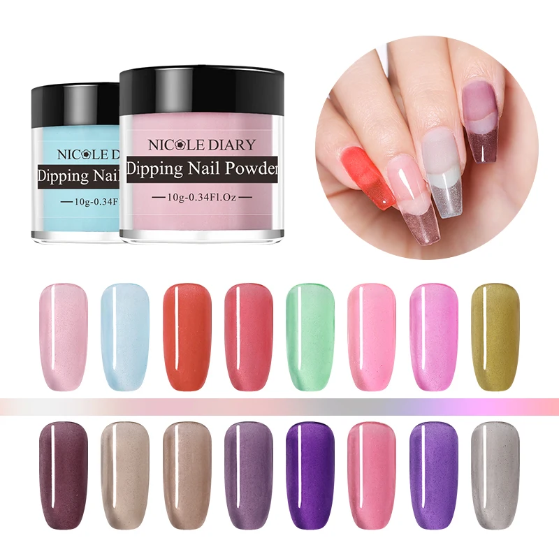 

NICOLE DIARY 10g Jelly Dipping Nail Powder Without Lamp Cure Natural Dry Pink Color Nail Powder Nail Art Decoration