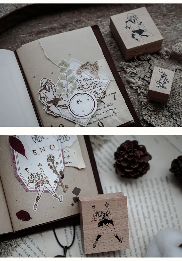 1 шт., японские серии для девочек, деревянные и резиновые штампы для скрапбукинга, канцелярские принадлежности для альбома, открытки ручной работы, штамп, фотоальбом, подарок для рукоделия