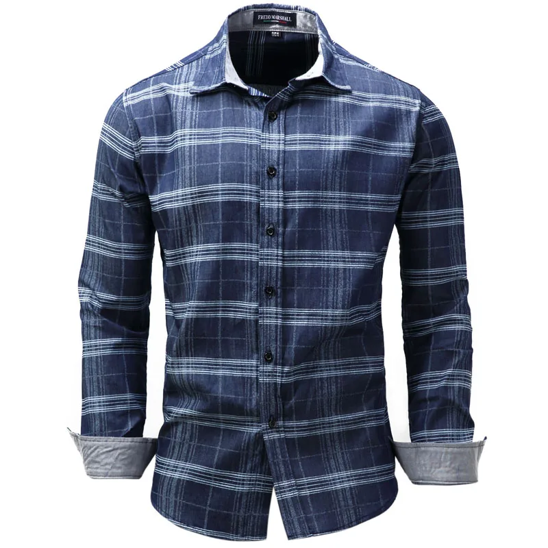 

2019 Hot Men Shirt Long Sleeve Male Plaid Mens Shirts Casual Slim Fit Men Clothes camisa masculina Europe Size Drop Shipping