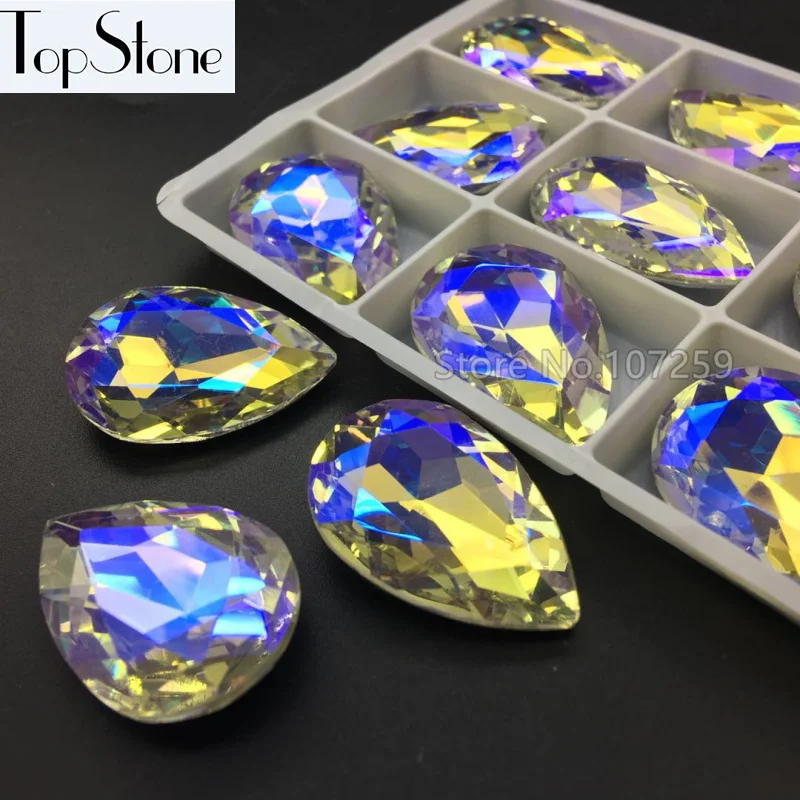 

TopStone Teardrop Night Sky AB Fancy Stone 10x14,13x18,18x25,20x30 mm Droplet Crystals Glass Stones Jewelry Making