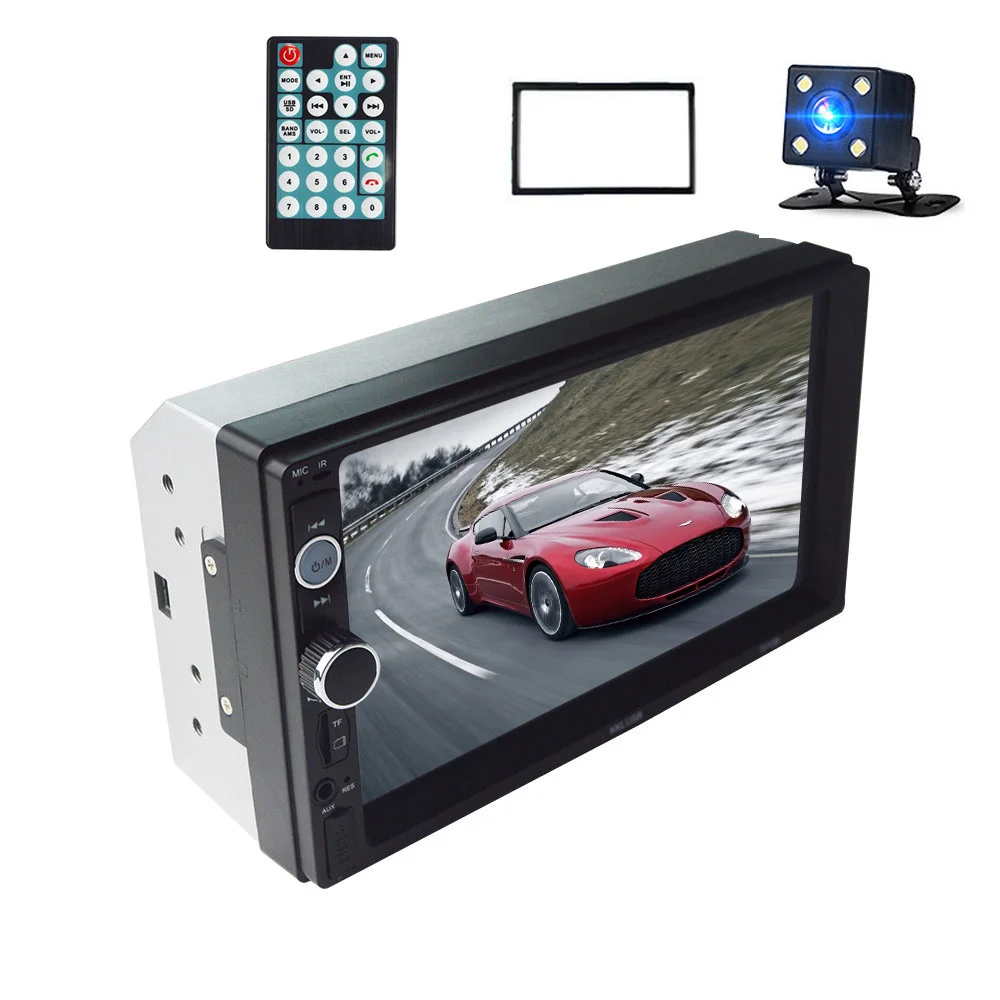 7010B Авторадио 2 Din автомагнитола " HD сенсорный экран Авто Аудио Стерео Bluetooth MP5 мультимедийный плеер Поддержка камеры заднего вида - Цвет: camera and frame