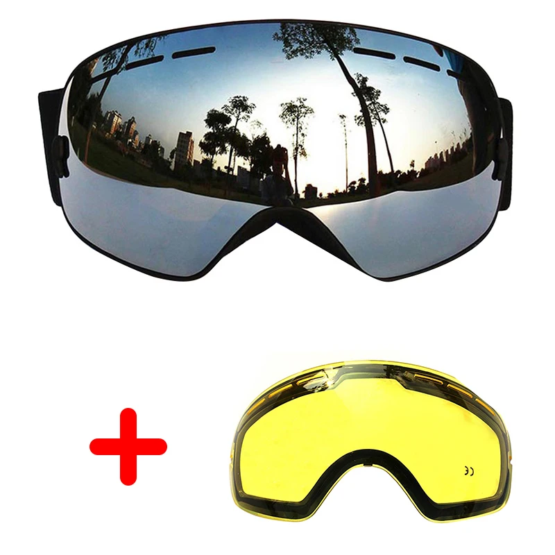melhor UV400 COPOZZ Óculos De Esqui Lente Dupla Anti nevoeiro Grandes Óculos De Sol Óculos de proteção óculos de Esqui Snowboard Inverno Máscara + Lente Esférica
