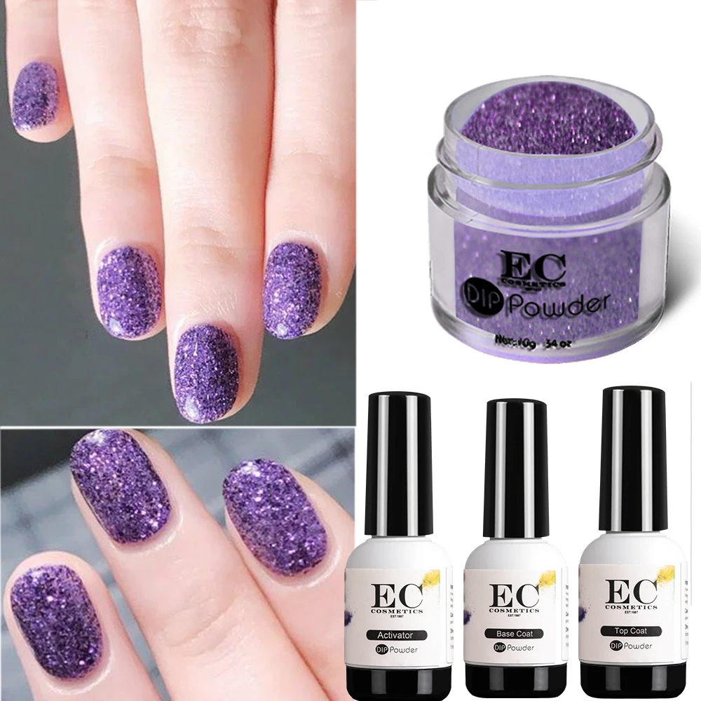 Glitter Powder Manicure Nail Dip Acrylic Metallic Gel Polish Primer