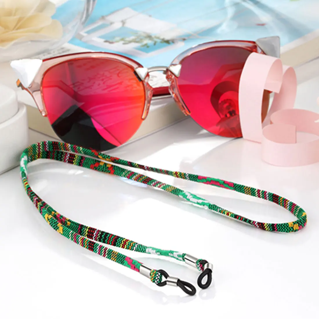 

Colorful Leather Glasses Neck Strap String Rope Band 6 Colors 1Pc New Leather Eyeglass Cord Adjustable End Glasses Holder
