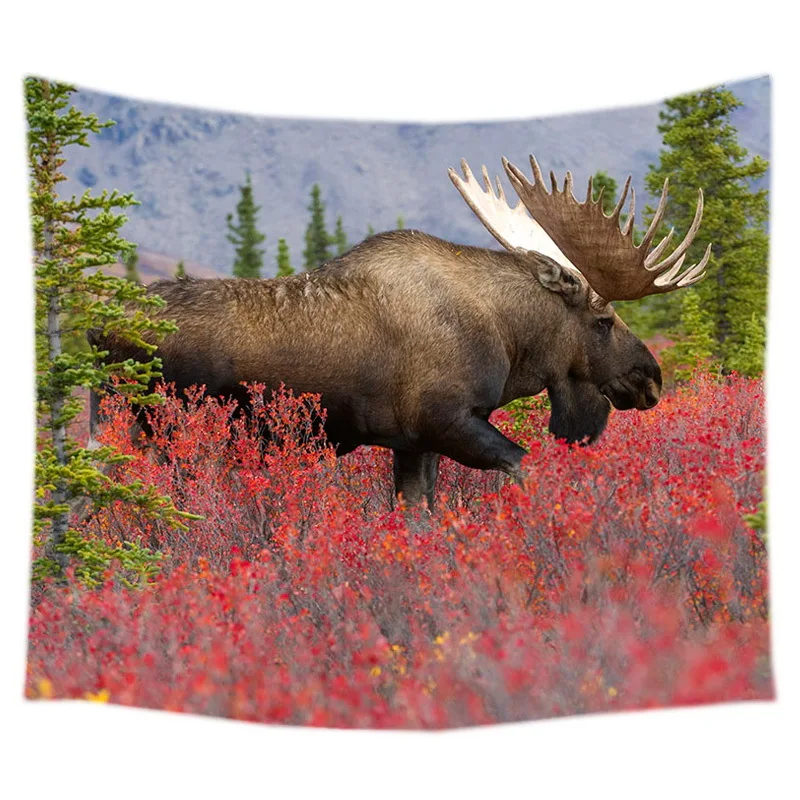 Настенный Гобелен североамериканский Moose индивидуальное покрывало на кровать в