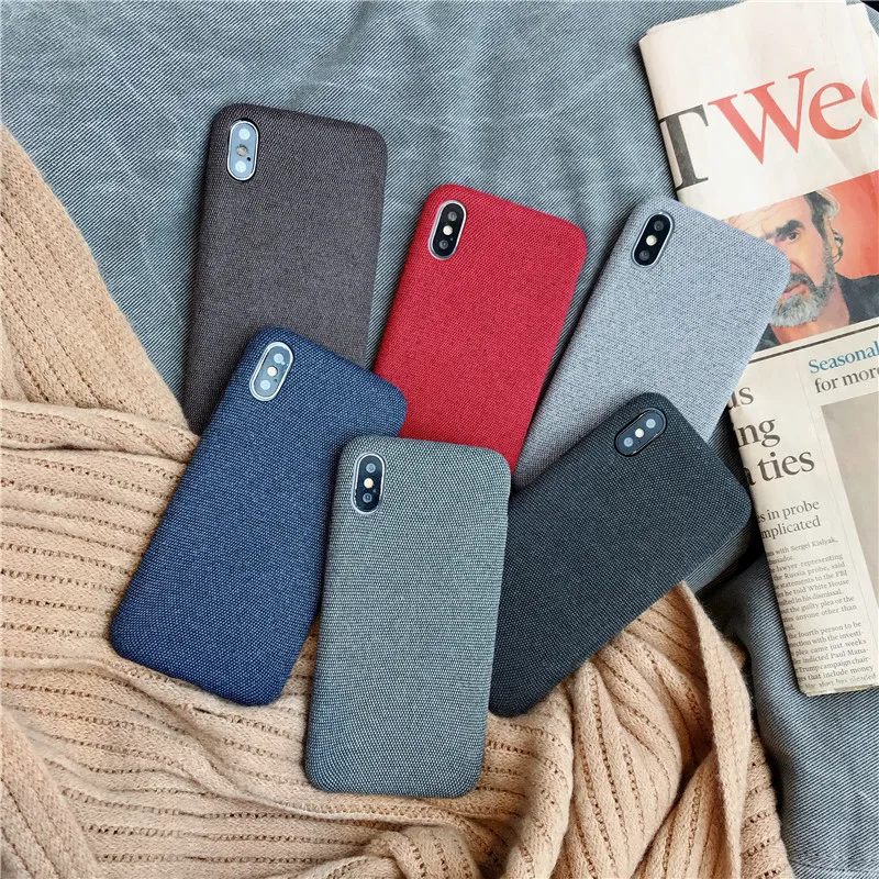 

Fashion fabric Flannel Phone Case For iPhone 6 6s 7 8 Plus Woven Cotton Linen Cover For iPhone X XS Max XR Soft PU Back Cover