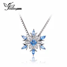 JewelryPalace Copo de Nieve Suiza Topacio Azul Genuino Esterlina del Sólido 925 Colgante de Plata de la Joyería Fina para las mujeres No Incluye la Cadena