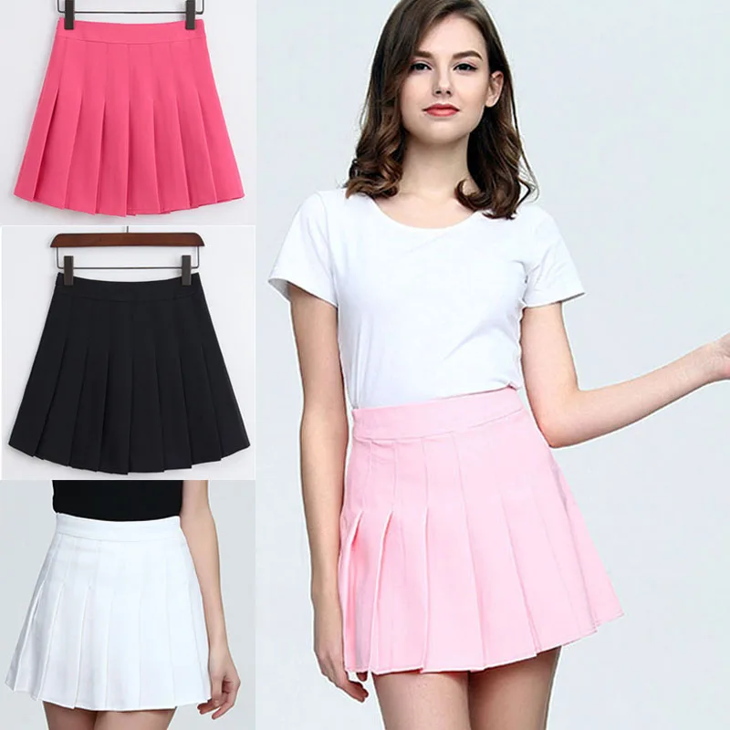 

Women Girl Pleated Skorts Tennis Skirt Zip Yoga Badminton Sport Team Uniform Student Short Dress With Inner Shorts High Waist