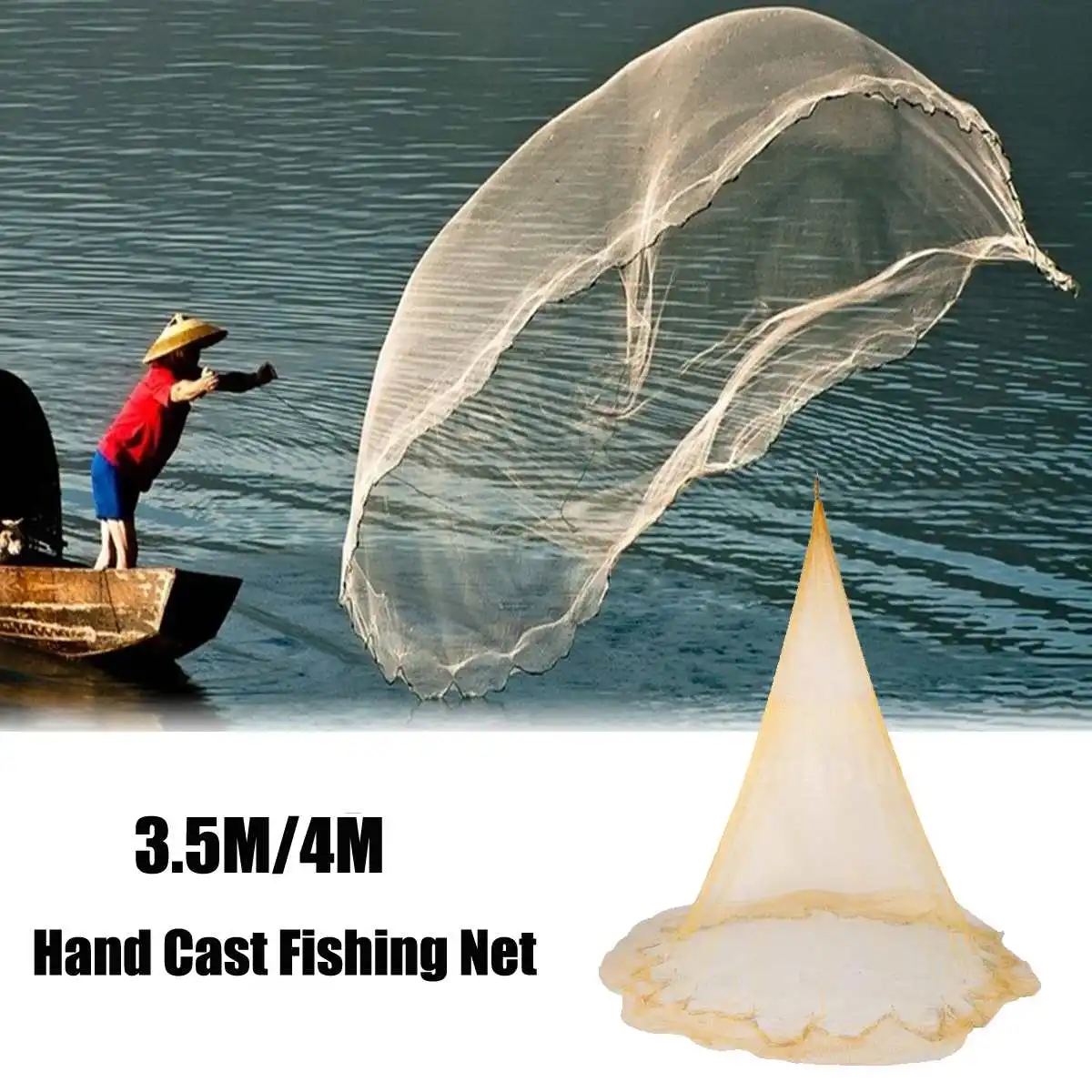 

Bobing New Arrival 3.5M/4M Fishing Nylon Mesh Wire Fishing Gill Net Throw Lake For Hand Casting Trap Monofilament