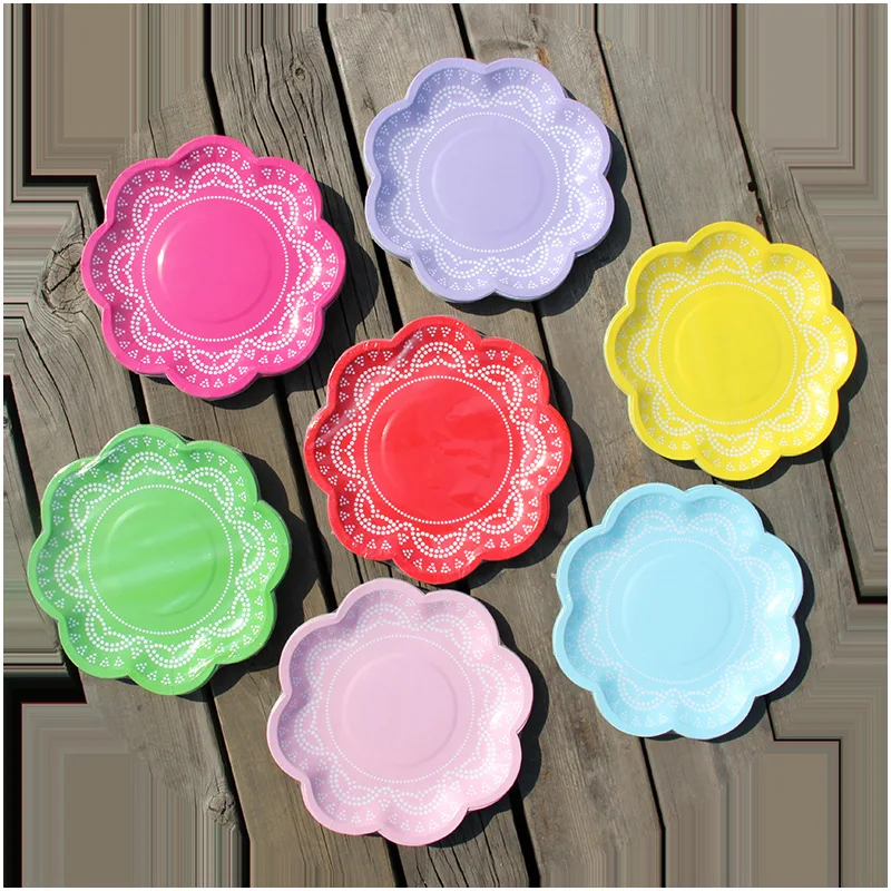 Colorful Doily Lace Party Paper Plates for Valentine Birthday Wedding