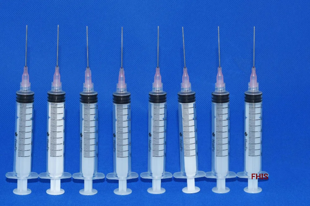 

10sets 10ml/10cc Luer Lock Syringes with 20GA Blunt Tip Fill Needles 1.5"And black hat