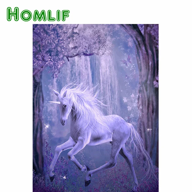 HOMLIF алмазная живопись Единорог Алмазная вышивка картина 5d Diy домашний декор