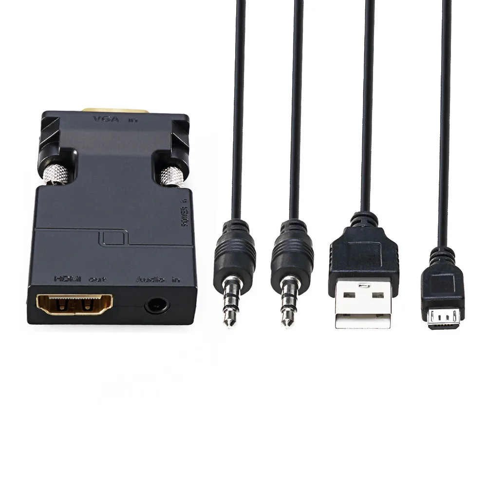 

HDMI female to VGA male 3.5mm audio hole adapter