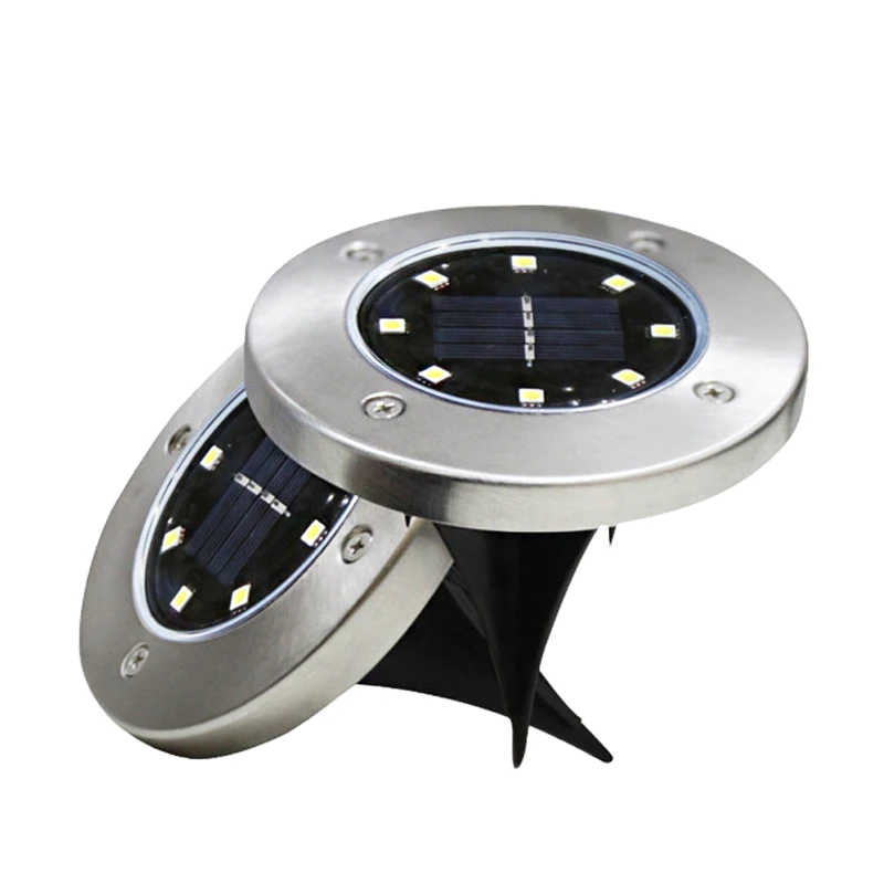 Chiclits 8 Leds Solar Powered Ground Light 4Pcs Waterproof Garden Pathway Deck Lights for Home Driveway Yard Lawn Road Lamp (23)
