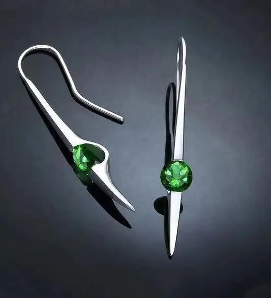 Минималистичные одиночные циркониевые серьги, очаровательные фиолетовые зеленые камни, зеленые фиолетовые циркониевые серьги, свадебные ювелирные изделия для женщин - Окраска металла: Зеленый