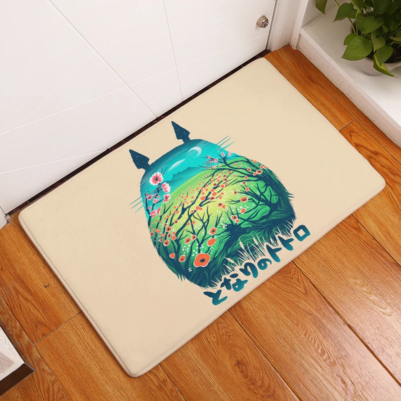 Cartoon Totoro Design Cassette Tape Printed Funny Rugs Durable Indoor Outdoor Floor Mat Coral Velvet Non Slip Bathroom Mats