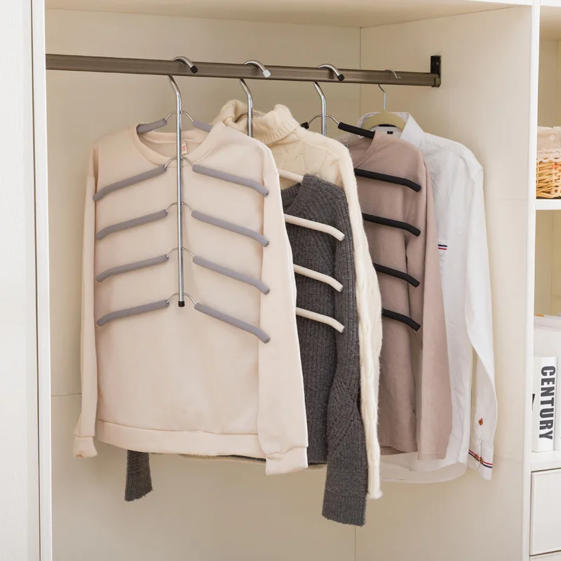 

LASPERAL Fish Bone Shape Clothing Storage Racks Creative Multilayer Non Slip Hanger Stainless Steel Clothing Storage Hangers