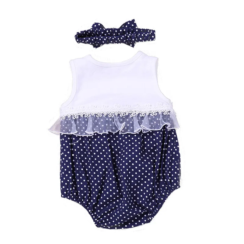 2Pcs/Set Baby Girl Clothing Newest Newborn Baby Girl Princess Lace Bodysuit+Headband Fashion Summer Dot Girl Jumpsuit