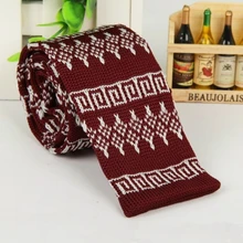 Для мужчин темно-красный узор Галстуки Классическая тонкий трикотажный галстук тощий вязаные галстуки Жених Свадебная вечеринка Бизнес галстук ZZLD341