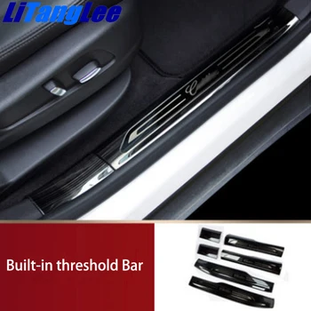 

Litanglee Built-in Scuff Plate Front Door Back Door Titanium Black Stainless Steel For Cadillac XT5 Car Styling