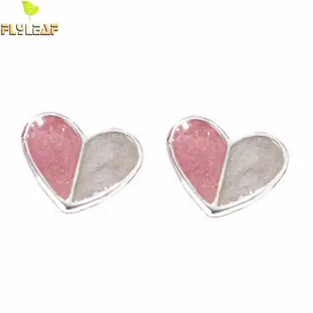 

Flyleaf 100% 925 Sterling Silver Pink Ice Cream Cute Heart Stud Earrings For Women Romantic Style Girl Jewelry Gift