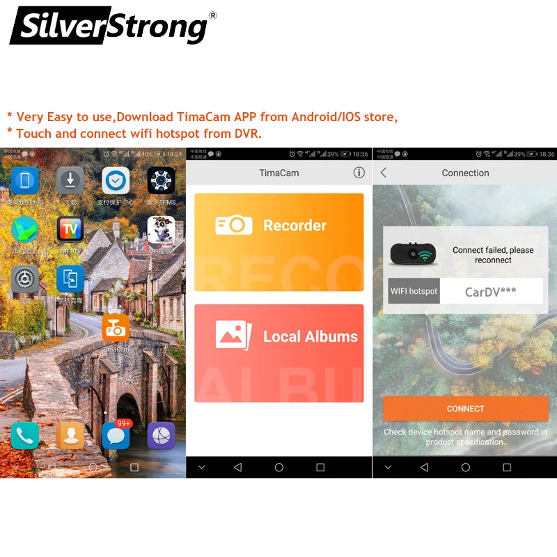 Автомобильный видеорегистратор SilverStrong WIFI 1080P Novatek96658 с двумя объективами для IOS