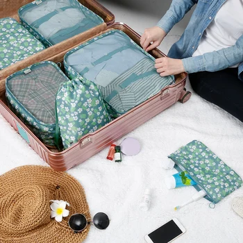 

SUZY New 6PCS/Set High Quality Travel Mesh Bag In Bag Luggage Organizer Packing Cube Organiser for Clothing