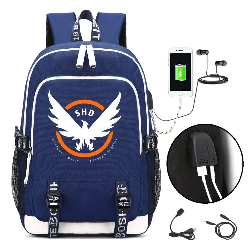 

Tom Clancys The Division SHD Backpack with USB Charging Port and Lock &Headphone interface for College Student Work Men & Women