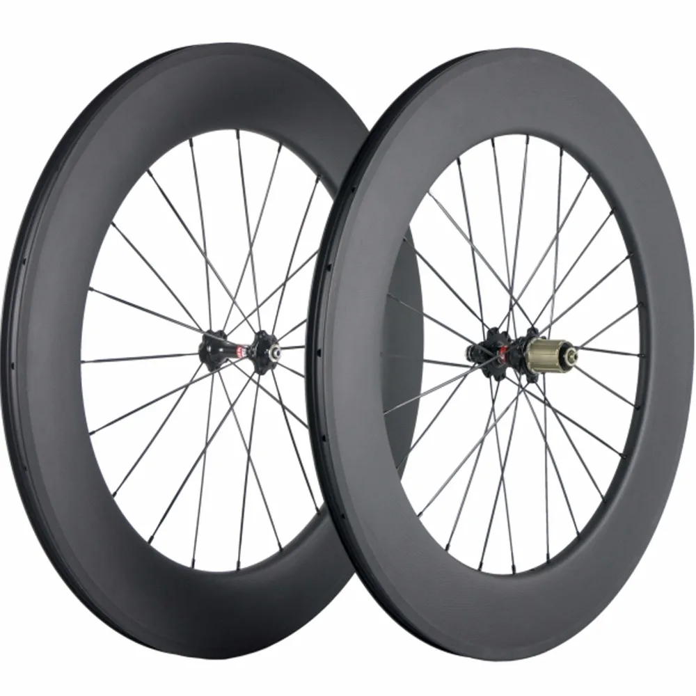 Гоночные карбоновые велосипедные колёса 88 мм Высокая базальтовая тормозная поверхность углеродный клинчер дорожный набор 3k матовый комплект велосипедных колес Novatec271 ступица