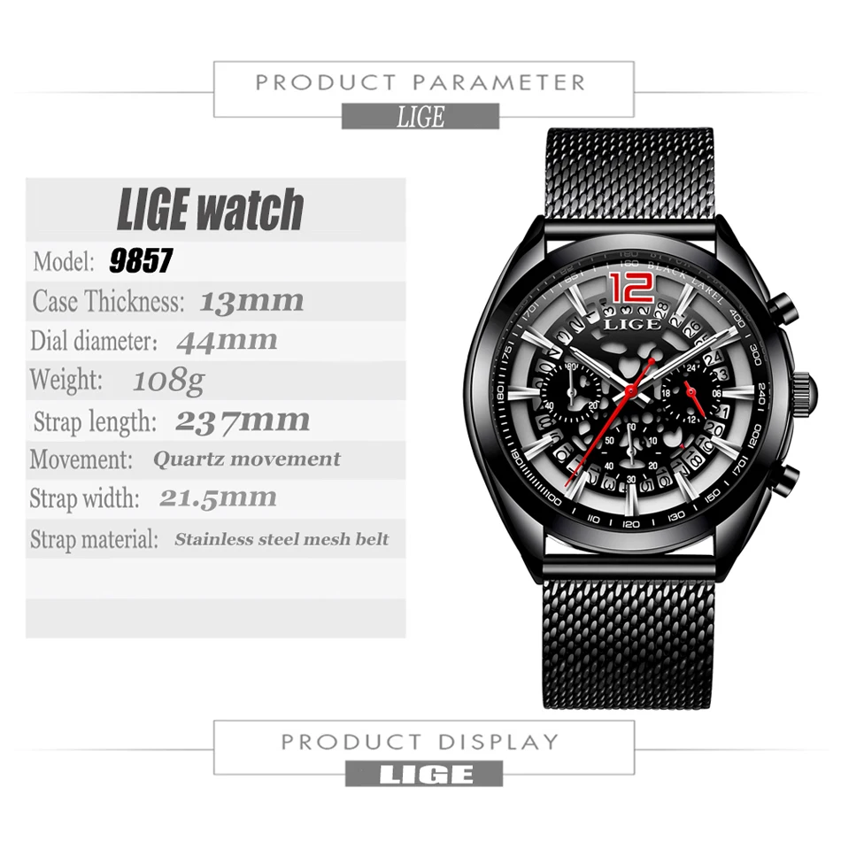 LIGE мужские часы модные новые роскошные брендовые пиратские полые мужские часы повседневные спортивные наручные часы Relogio Masculino подарок