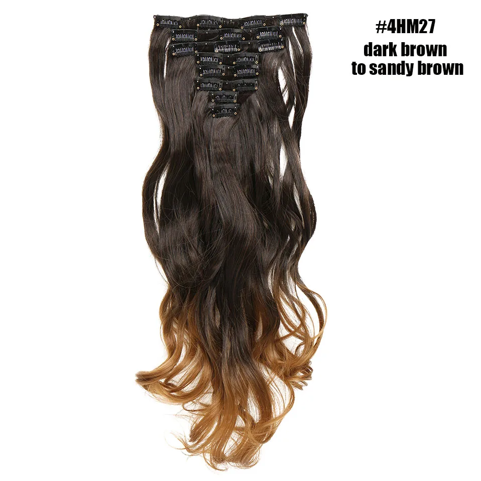 S-noilite 2" 8 шт./компл. вьющиеся 18 клипов в накладных волосах для укладки волос натуральные синтетические заколки для наращивания волос для женщин - Цвет: 4HM27