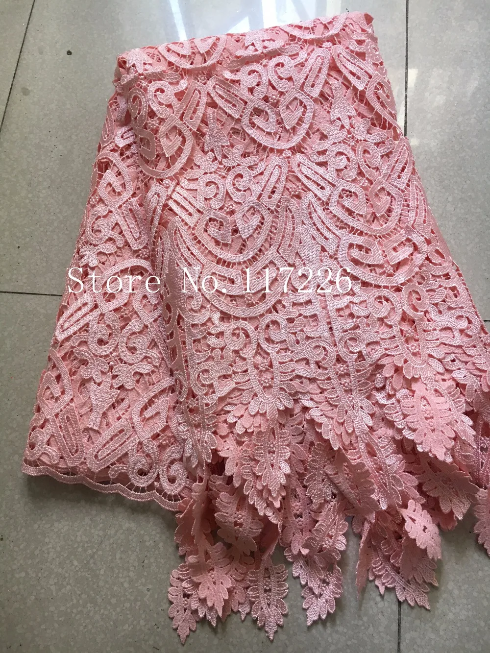 

JRB-28125 Nigerian Lace Fabrics light pink African Cord Lace Fabrics High Quality Guipure Lace Mesh Cotton Material