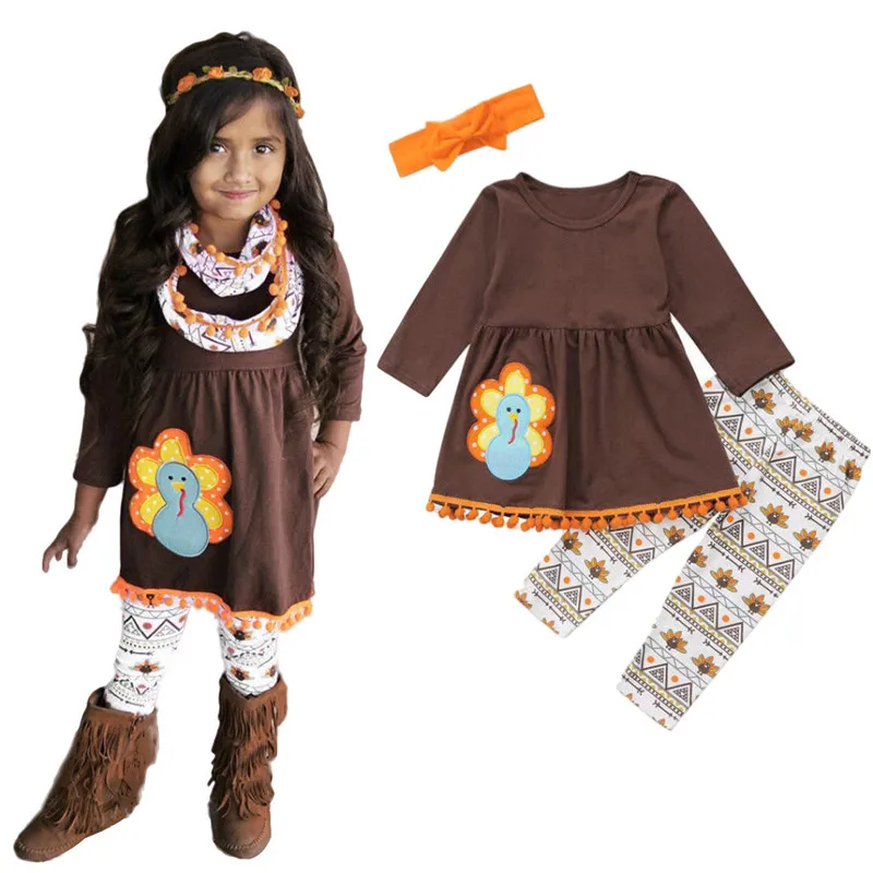 TELOTUNY girls clothes Thanksgiving Toddler Kids Baby Girl Outfits