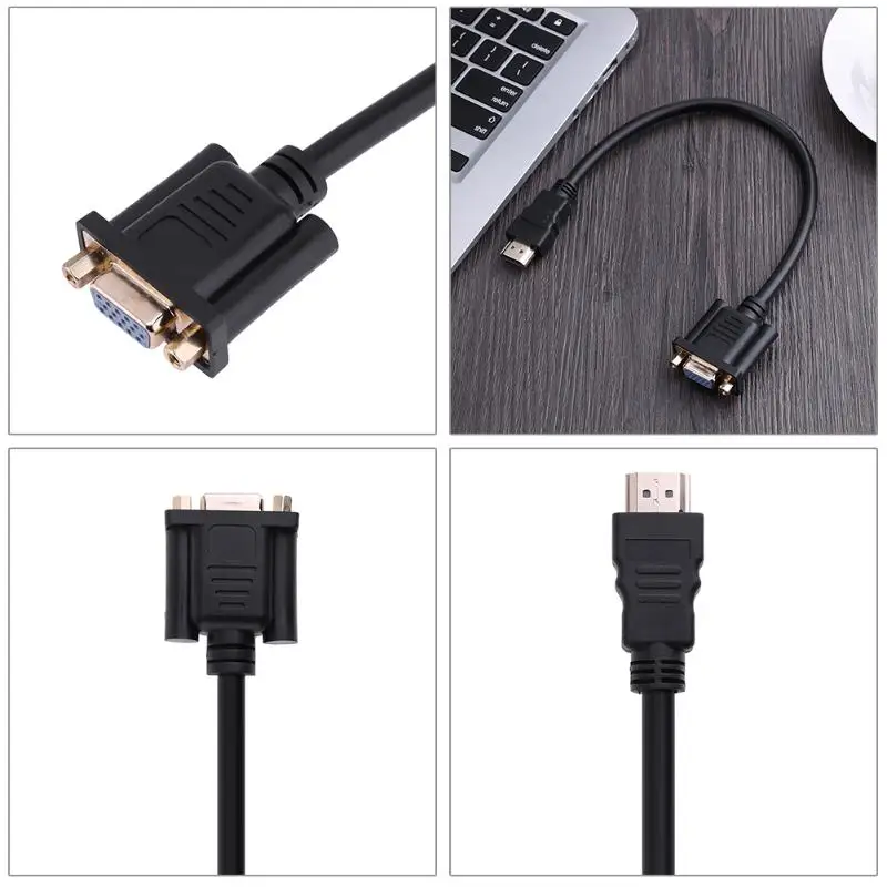 30 см адаптер штыревой HDMI на VGA D SUB 15 полый штифт видео конвертер кабель провод