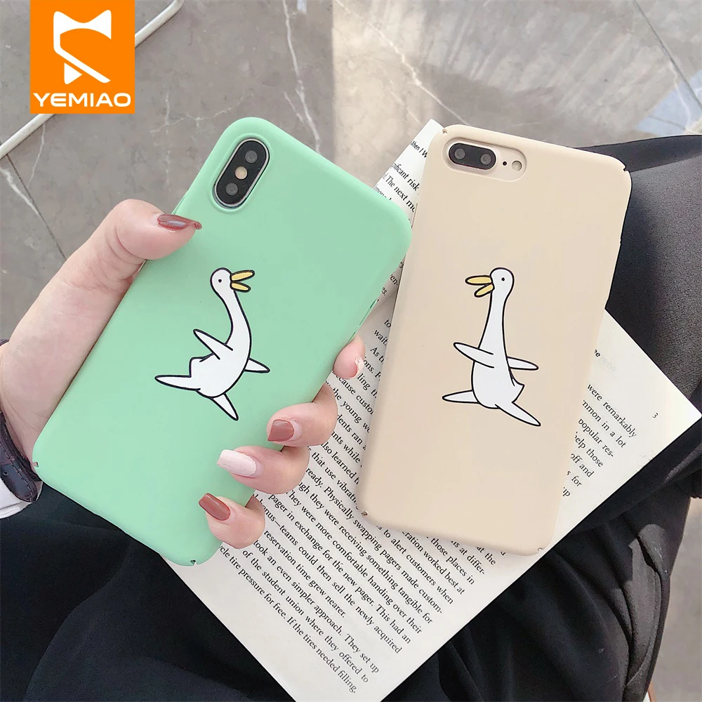 

Plain Hard Case For iPhone 6 6S 7 8 Plus Cover Cute Goose Pattern Frosted Ultra Thin For iPhone XS Max XR X 10 Phone Case Covers