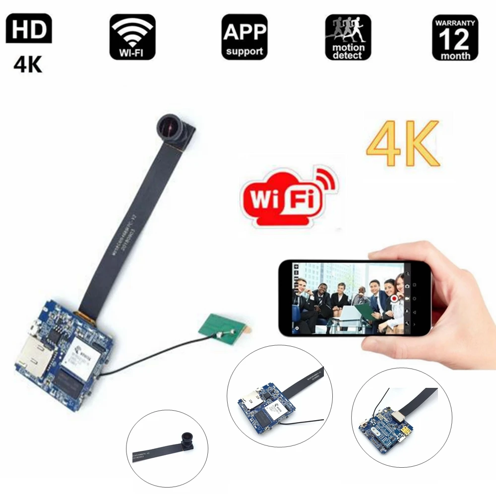 Matecam 120 градусов 16MP 4K WiFi P2P Cam Мини DIY Full HD 1080P модуль камера с детектором движения Аудио рекордер PCBA