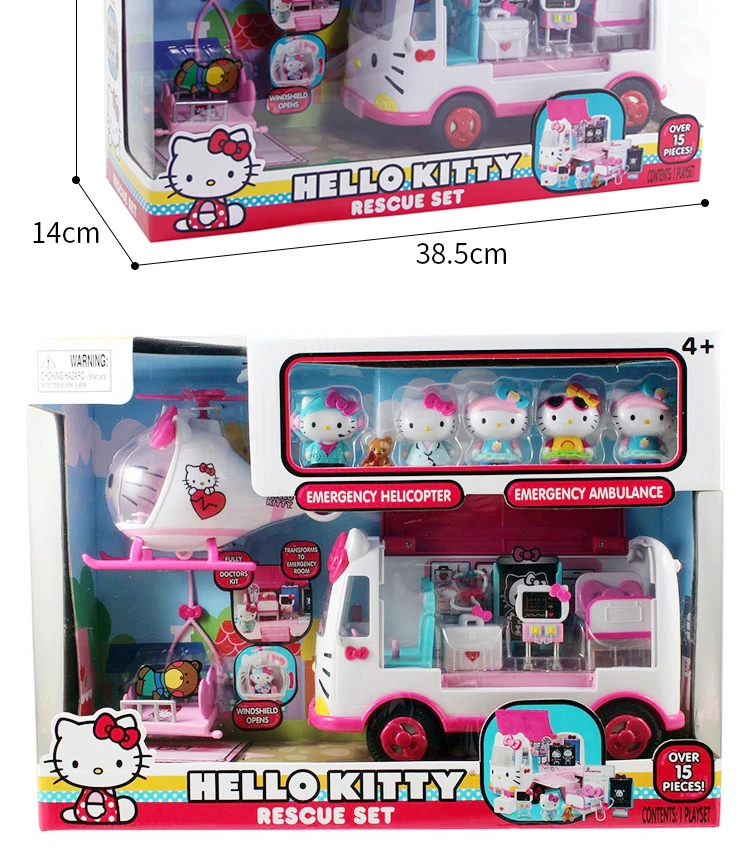 Jada hello kitty, школьный автобус, игровой набор, реактивный самолет, спасательные Игрушки для девочек, подарки для детей, 15 штук, 6 фигурок, возраст 4