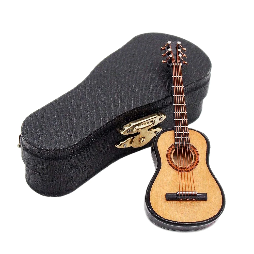Odoria – guitare Miniature 1:12 en bois avec support et étui