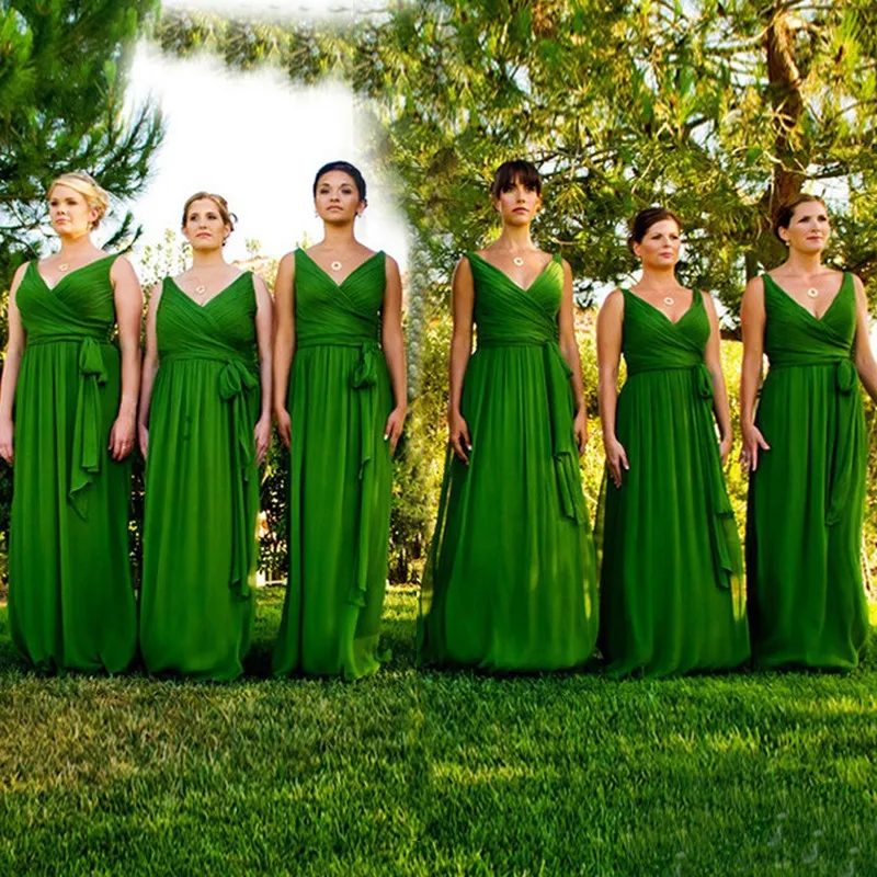 Emerald Green Chiffon Sheer Lace Top Evening Prom Dress With Half Custom Made Emerald Green Bridesmaid Dress 2016 V Neck Y Sheer Back For Party A