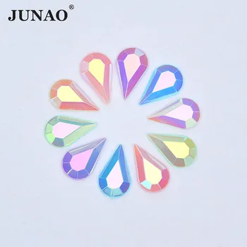 

JUNAO 5*8mm 8*13mm Mix Color AB Rhinestone Teardrop Crystal Stones Flatback Nail Art Acrylic Gems Non Sew Scrapbook Strass