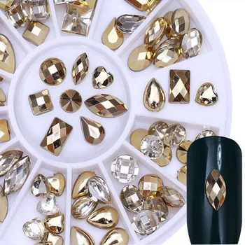 

1Box 3D Crystal Horse Eyes Gem Glitters Rhinestones DIY Nail Art Tips Decoration Manicure Wheel